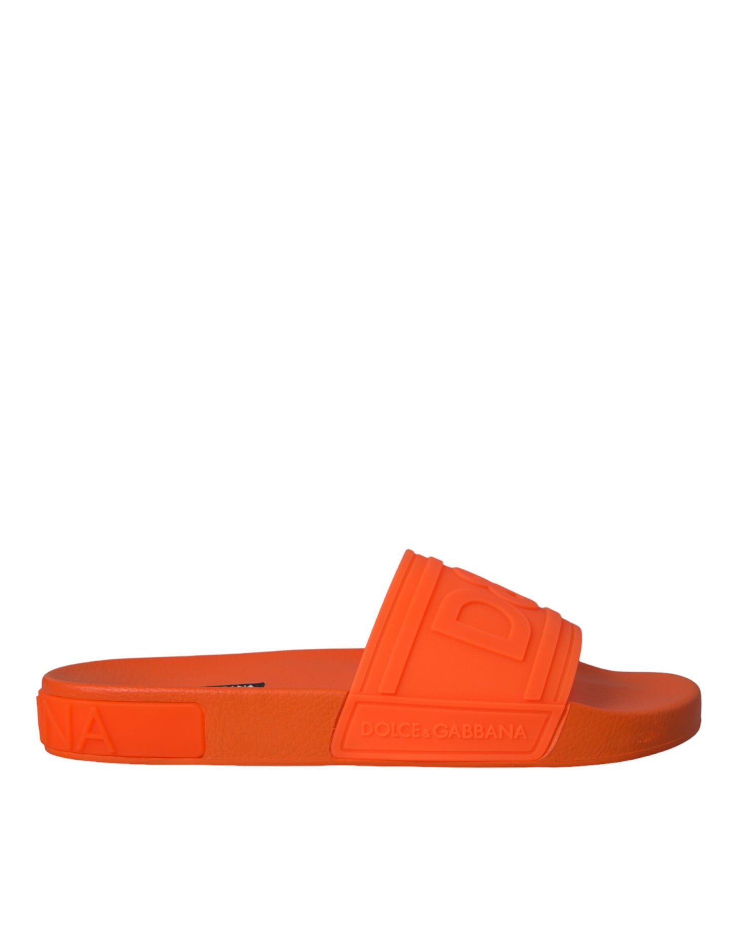 Dolce & Gabbana Orange Rubber Slides Sandals Beachwear Shoes