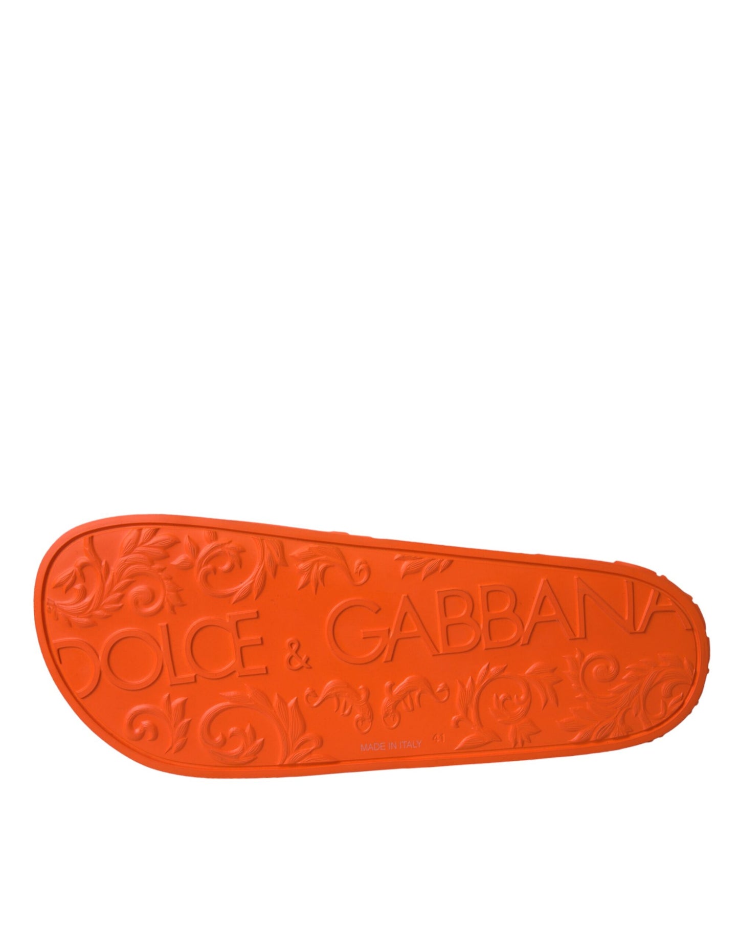 Dolce &amp; Gabbana Orange Gummi Slides Sandalen Strandschuhe