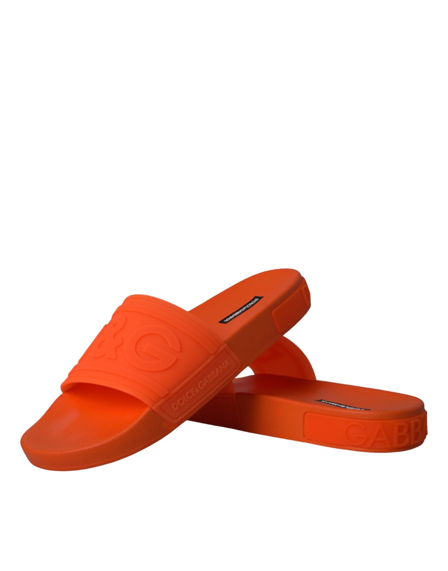 Dolce &amp; Gabbana Orange Gummi Slides Sandalen Strandschuhe