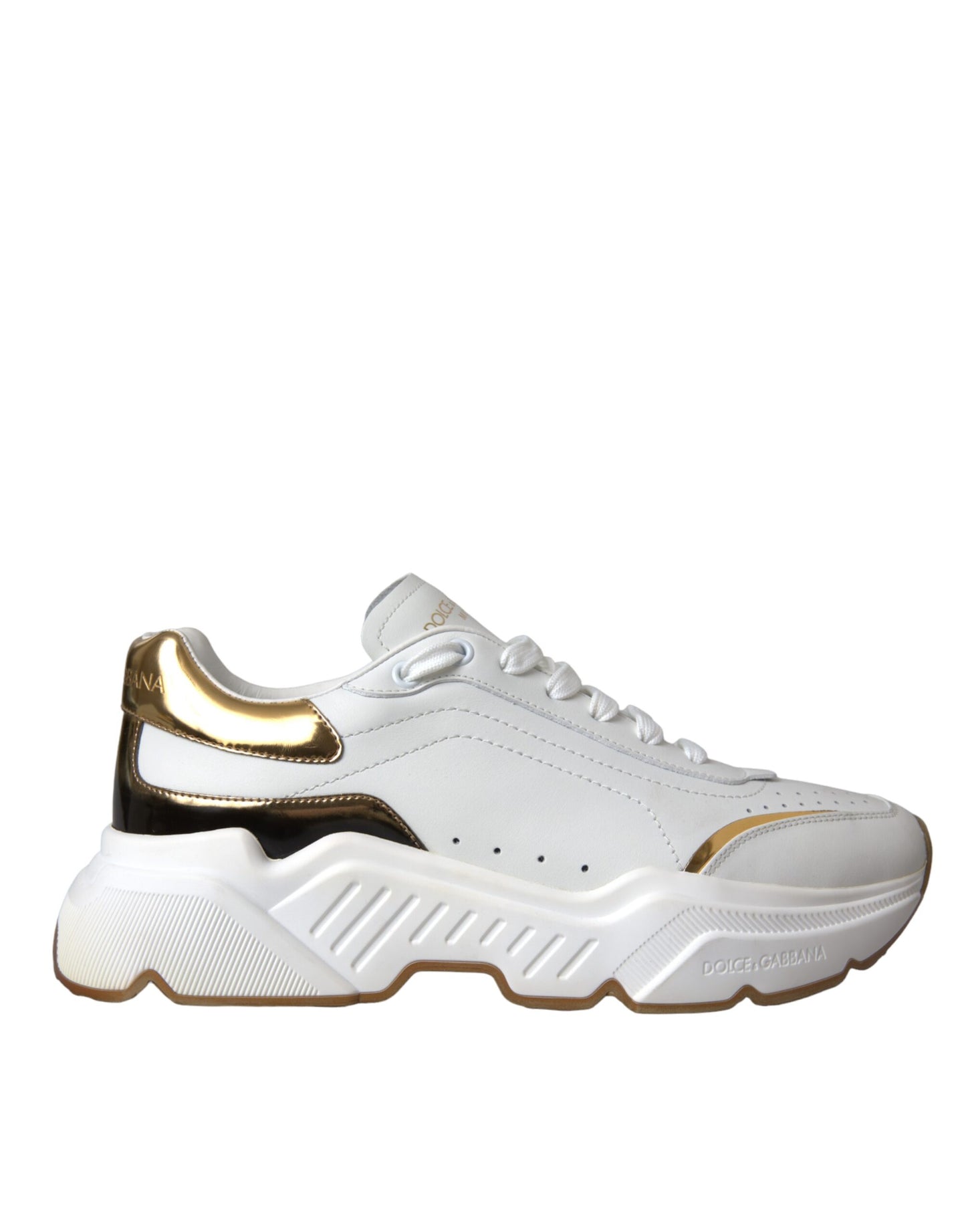 Dolce & Gabbana White Gold DAYMASTER Leather Sneakers Shoes