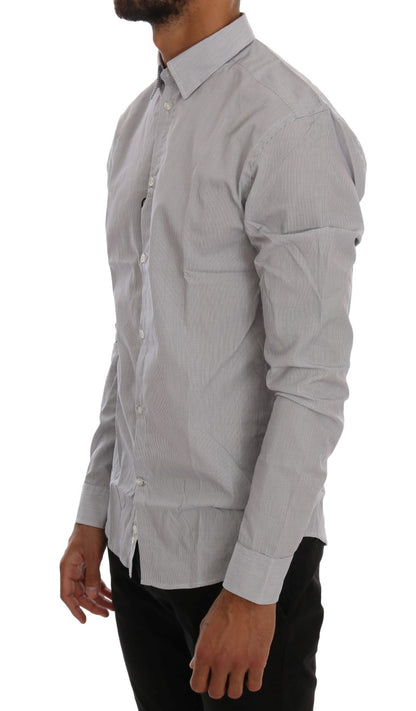 Camicia vestibilità regolare in cotone casual con motivo check bianco blu