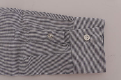 Camicia vestibilità regolare in cotone casual con motivo check bianco blu