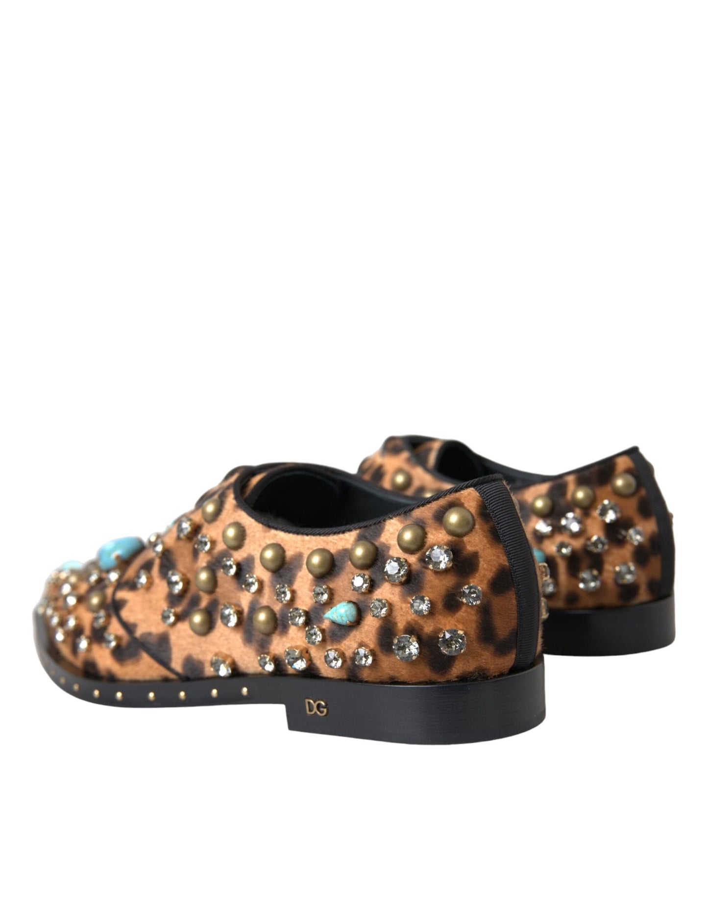 Dolce &amp; Gabbana Braunes Leopardenhaar-Kristallkleid Broque-Schuhe