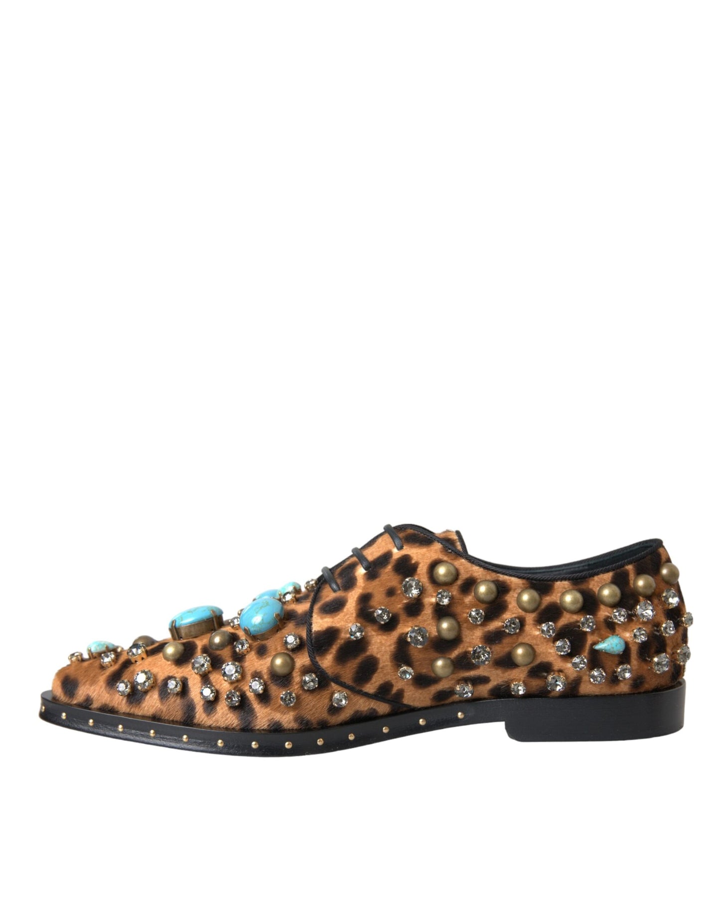 Dolce &amp; Gabbana Braunes Leopardenhaar-Kristallkleid Broque-Schuhe