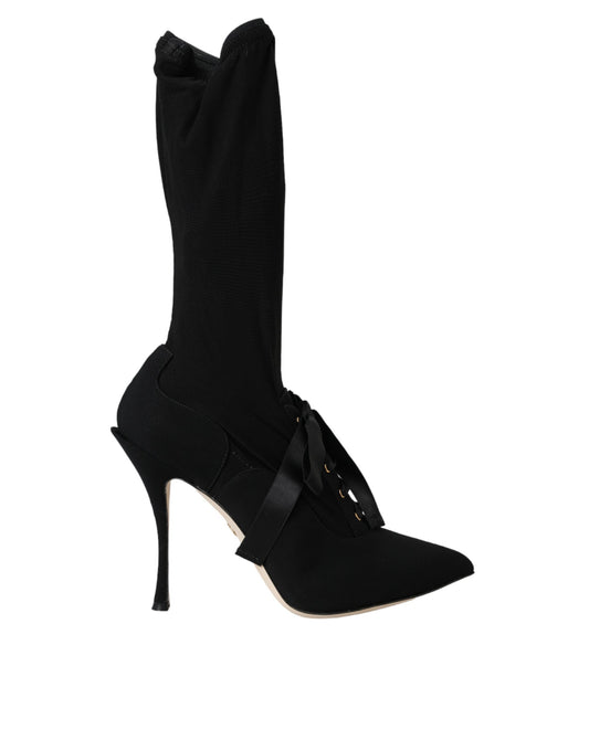 Dolce &amp; Gabbana – Schwarze Stiefel mit Stilettoabsatz und mittelhohem Absatz