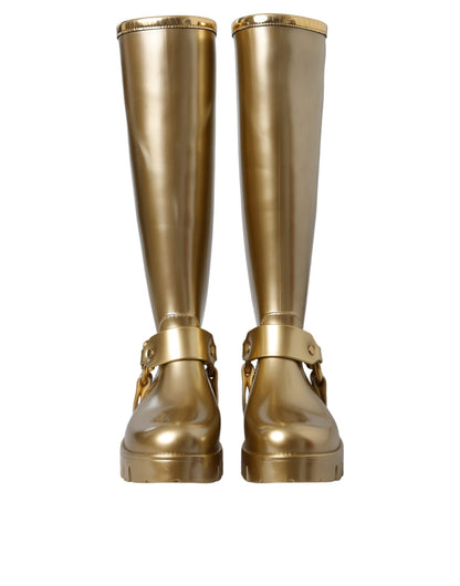 Dolce &amp; Gabbana Gummistiefel aus PVC in Metallic-Gold