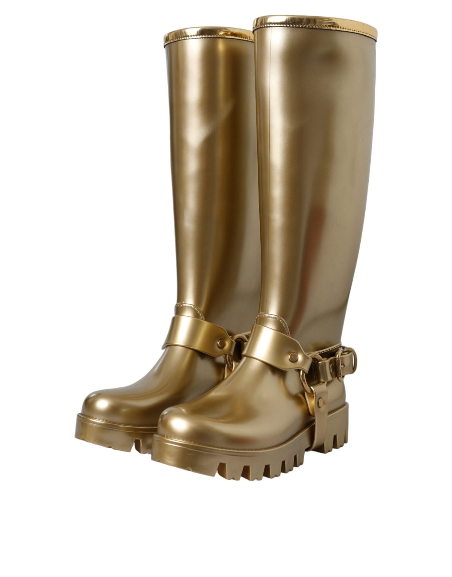 Dolce &amp; Gabbana Gummistiefel aus PVC in Metallic-Gold