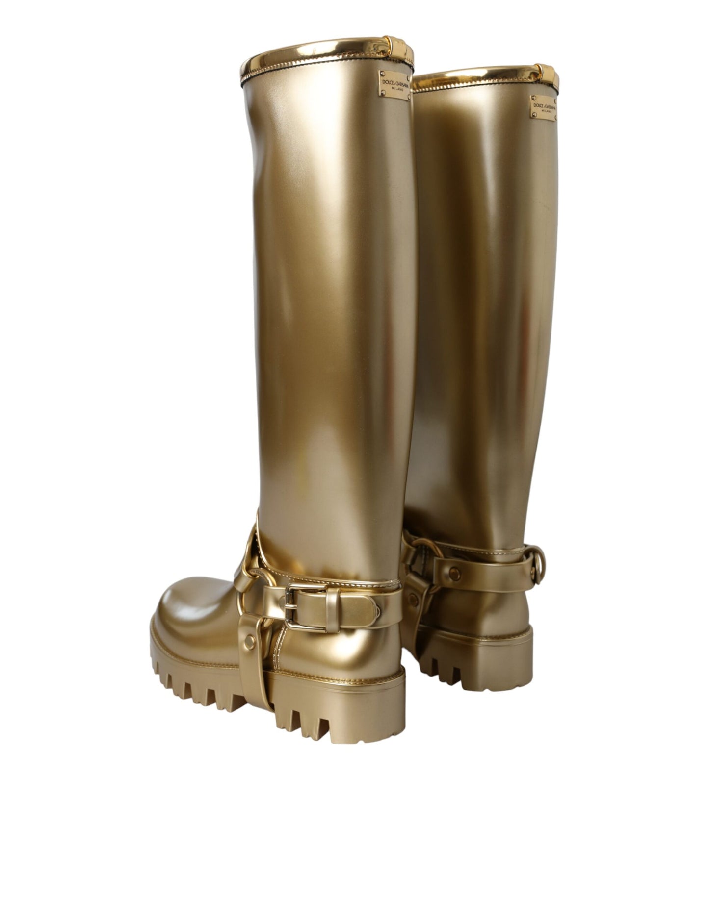 Dolce &amp; Gabbana Gummistiefel aus PVC in Metallic-Gold