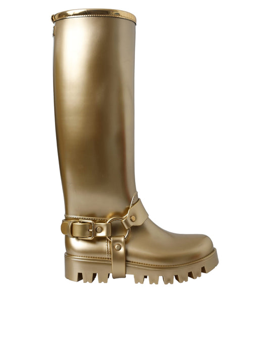 Dolce &amp; Gabbana Gummistiefel aus PVC in Metallic-Gold