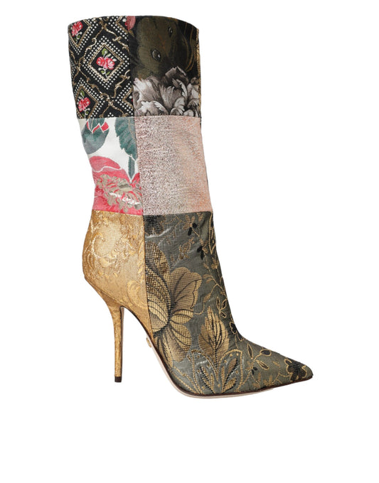 Dolce &amp; Gabbana – Stiefel mit Absatz und mehrfarbigem Patchwork-Print