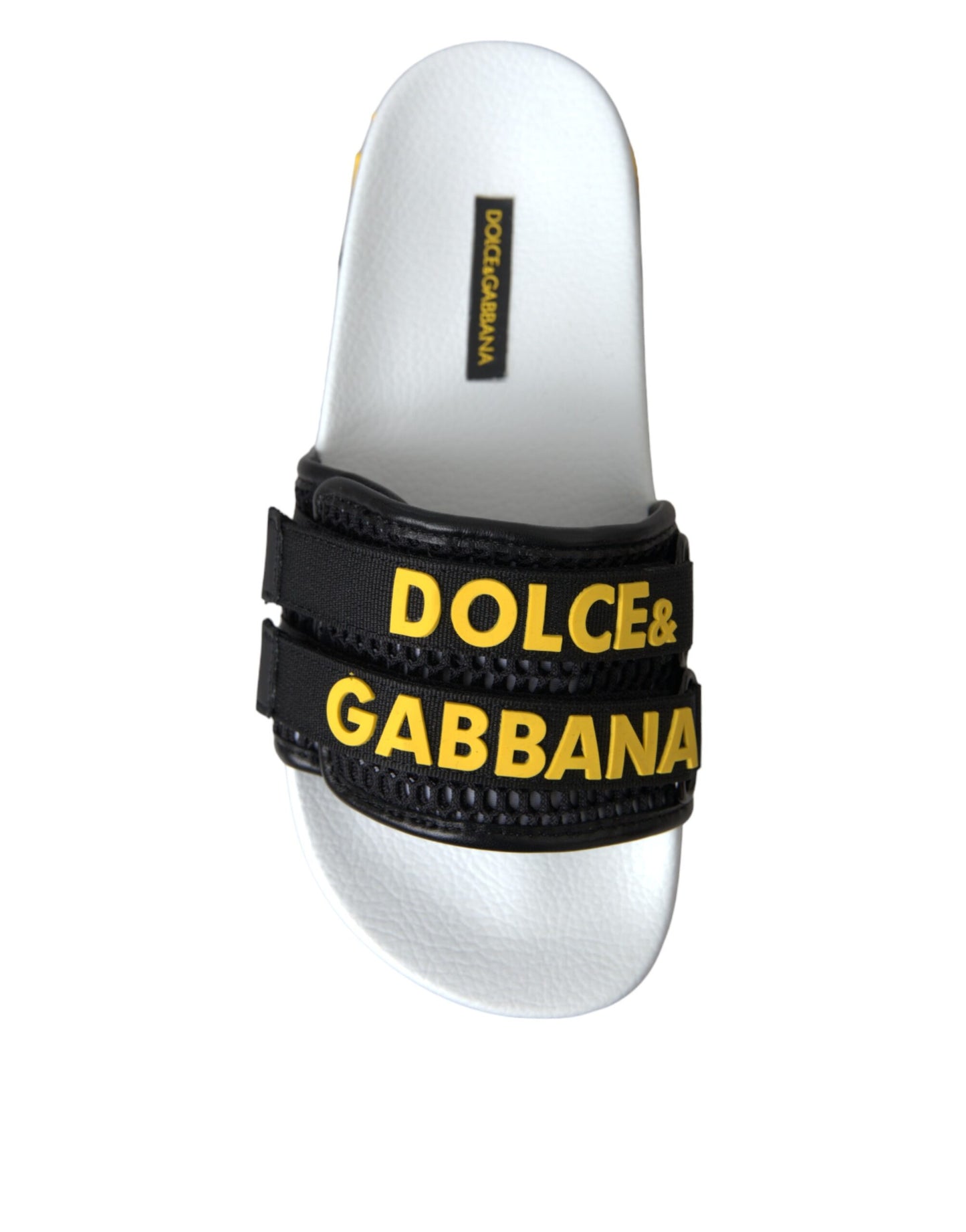 Dolce &amp; Gabbana Weiß Schwarz Logo Beachwear Flats Sandalen Schuhe