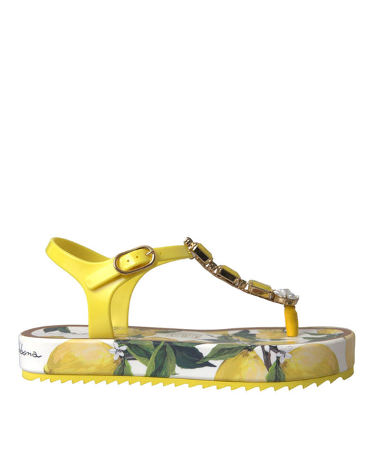 Dolce &amp; Gabbana Gelb Zitrone Beachwear Flats Sandalen Schuhe