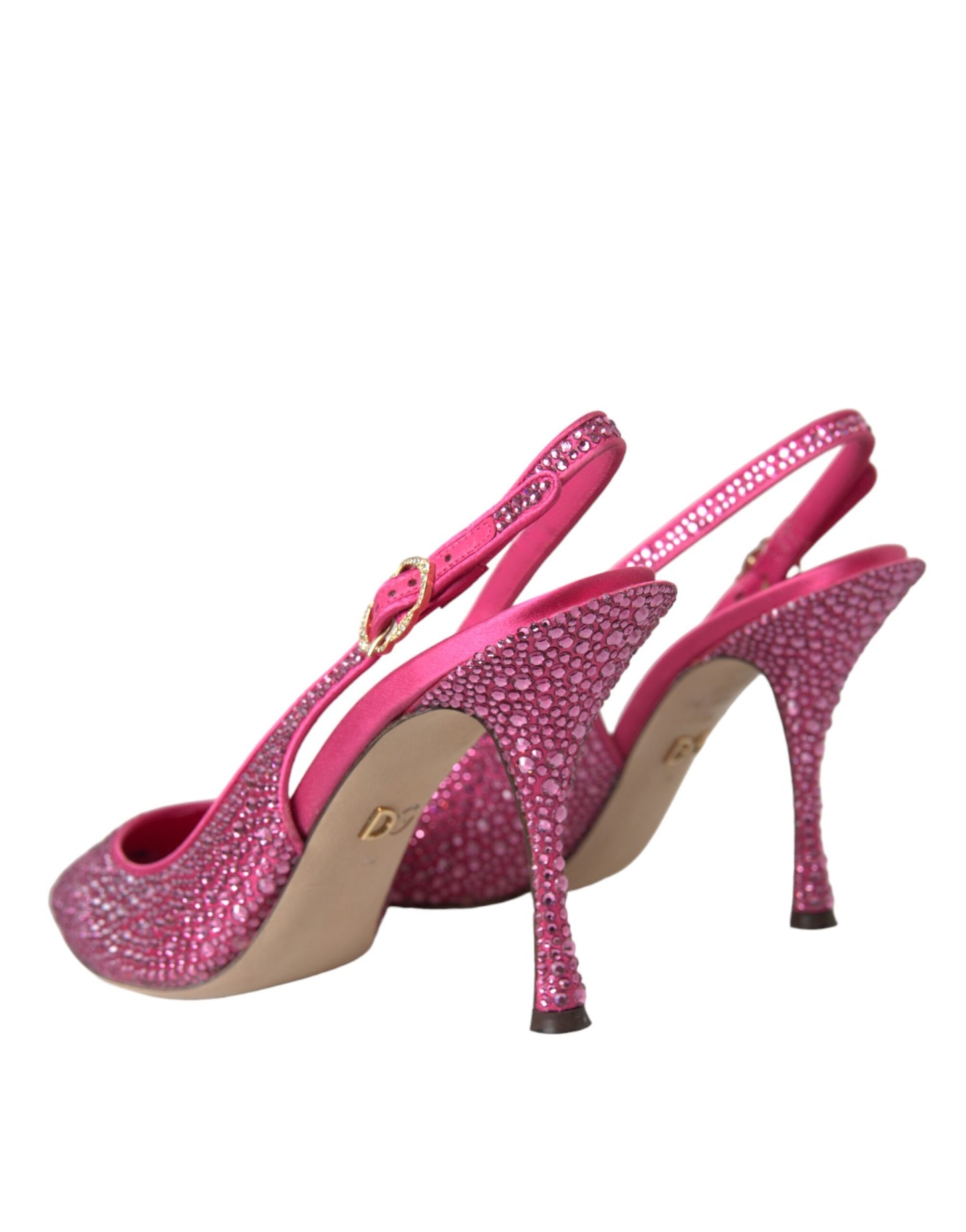 Dolce &amp; Gabbana Rosa Strass Kristall Heels Slingbacks Schuhe