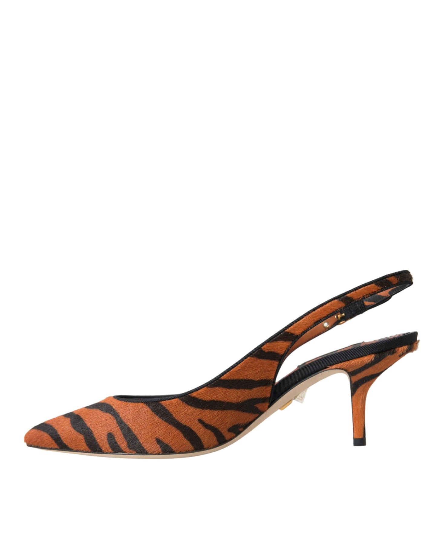 Dolce &amp; Gabbana – Slingback-Schuhe aus Leder mit Zebramuster in Schwarz und Orange