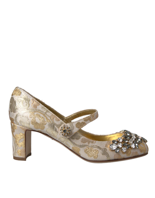 Dolce &amp; Gabbana – Mary Janes-Pumps mit goldenem Jacquard-Kristall