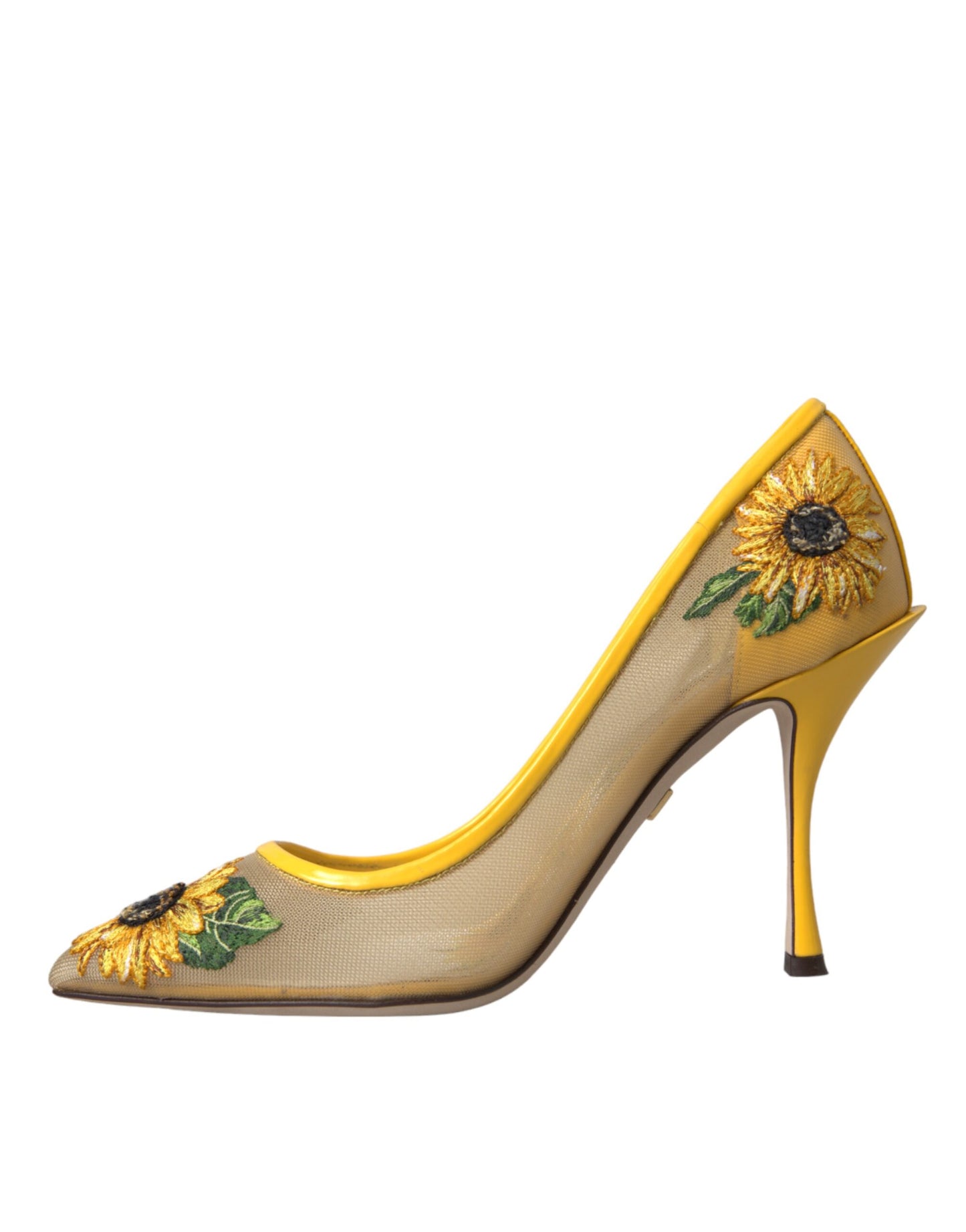 Dolce &amp; Gabbana – Pumps mit Sonnenblumen-Print aus Netzstoff in Gelb