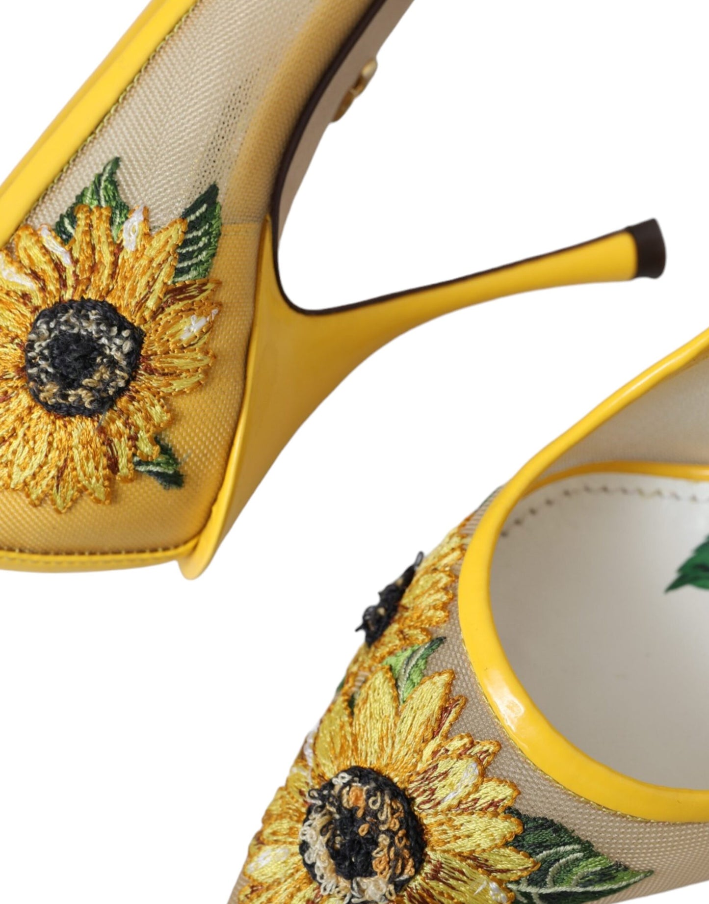 Dolce &amp; Gabbana – Pumps mit Sonnenblumen-Print aus Netzstoff in Gelb