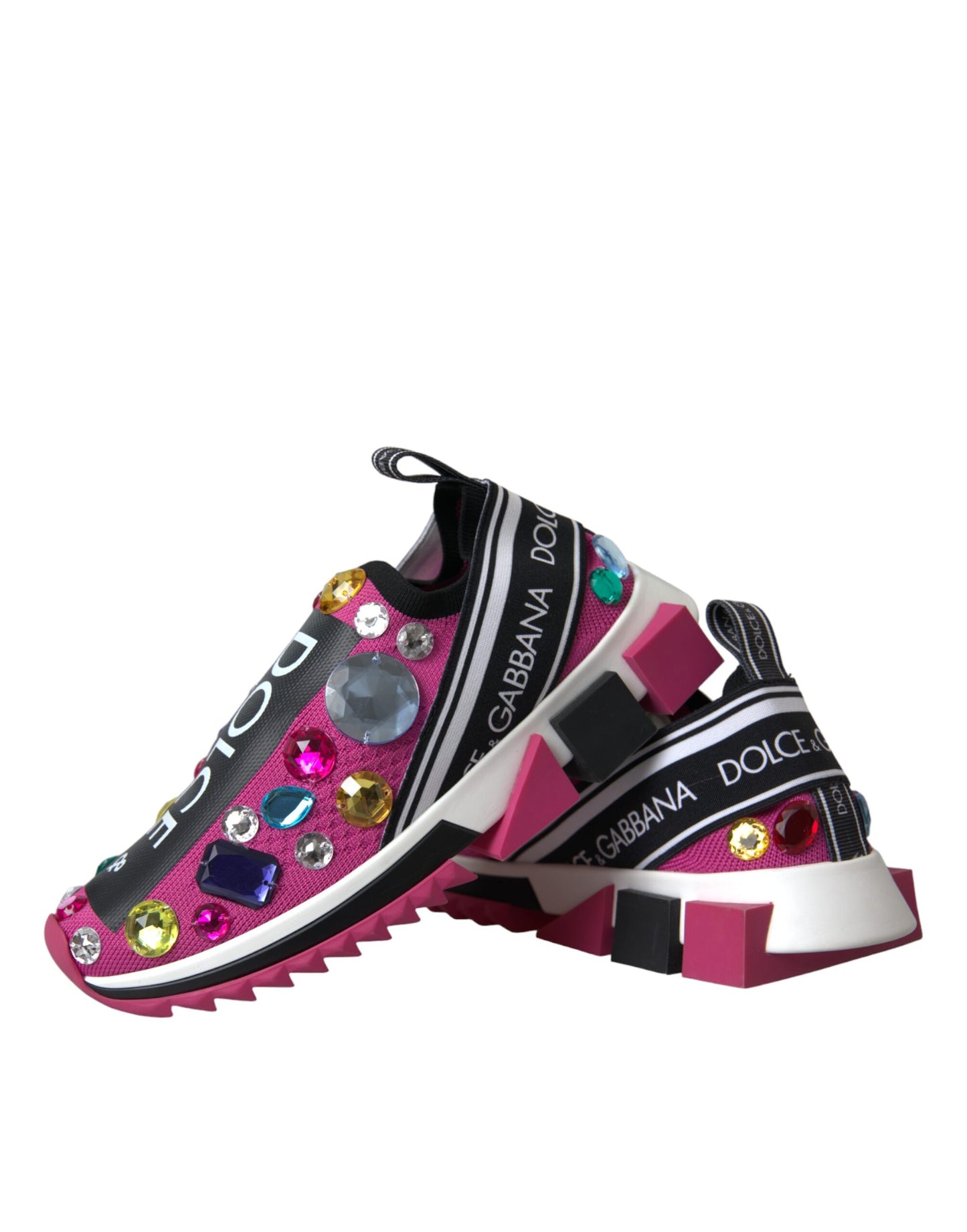 Dolce & Gabbana Pink Sorrento Crystals Sneakers Shoes