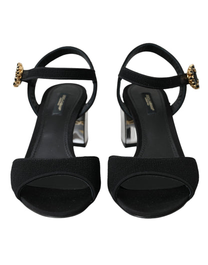 Dolce &amp; Gabbana – Keira – Sandalen mit Knöchelriemen und schwarzem Kristall