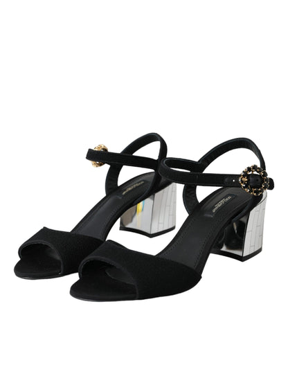 Dolce &amp; Gabbana – Keira – Sandalen mit Knöchelriemen und schwarzem Kristall