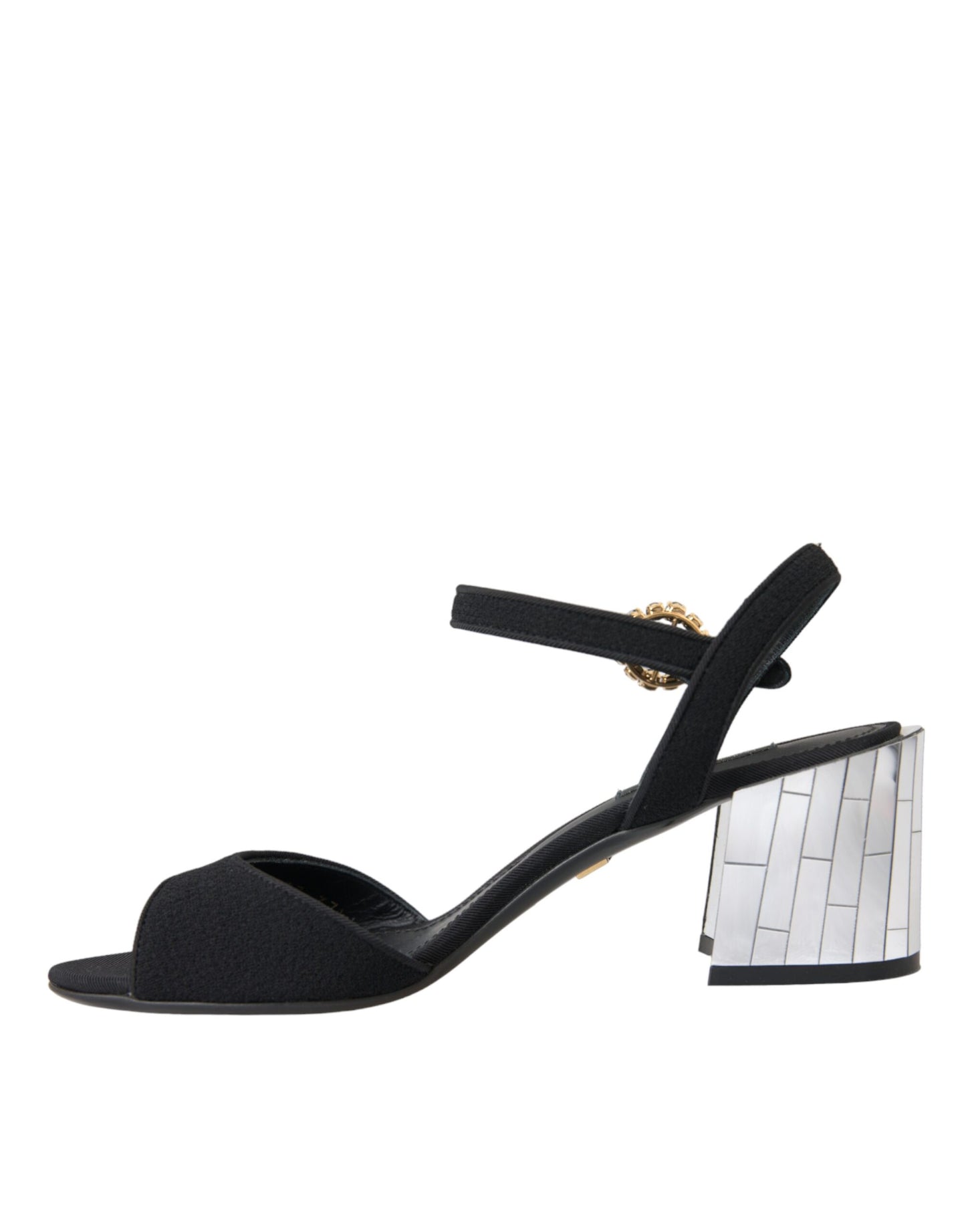 Dolce & Gabbana Black Crystal Ankle Strap Keira Sandal Shoes