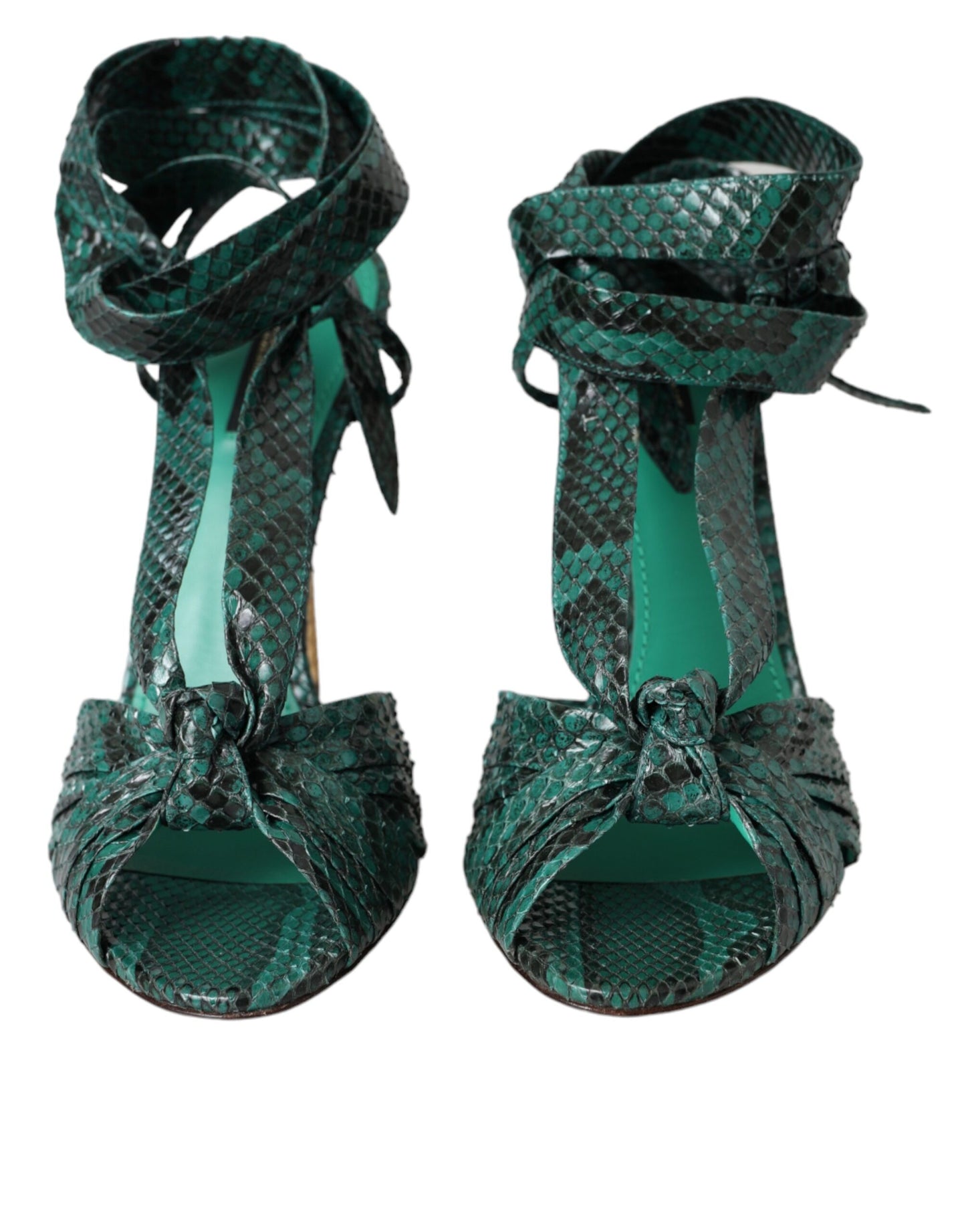 Dolce &amp; Gabbana Grüne Sandalen mit Absätzen aus exotischem Leder