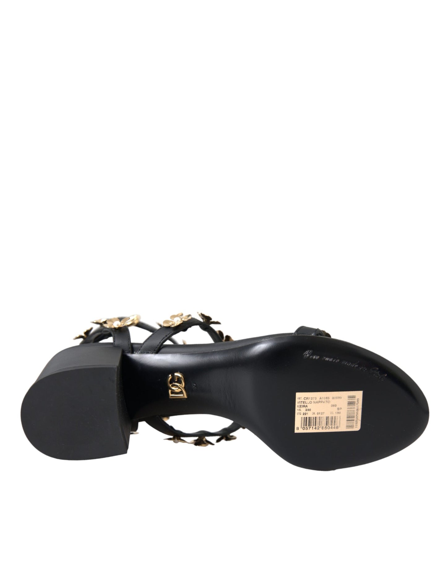 Dolce &amp; Gabbana – Sandalen mit verziertem Absatz aus schwarzem Leder