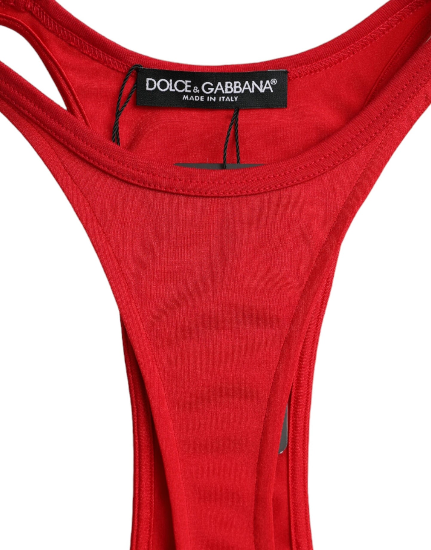 Dolce &amp; Gabbana – Figurbetontes Mini-Etuikleid aus rotem Nylon-Stretch