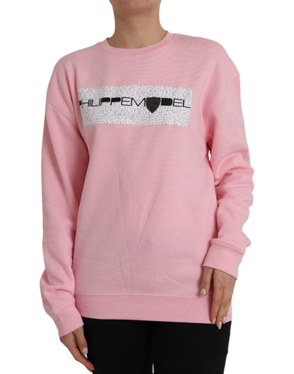 Philippe Model – Langärmliger Pullover aus Baumwolle mit Logo-Print in Rosa