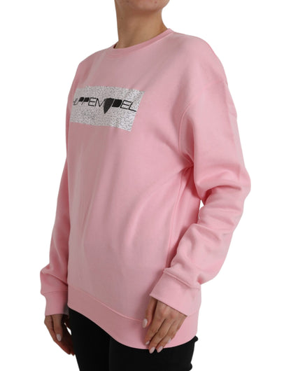 Philippe Model – Langärmliger Pullover aus Baumwolle mit Logo-Print in Rosa