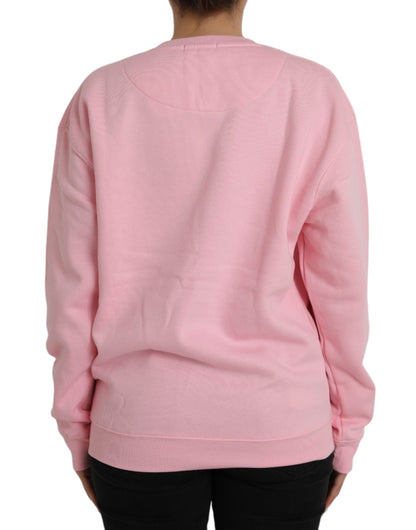 Philippe Model – Langärmliger Pullover aus Baumwolle mit Logo-Print in Rosa