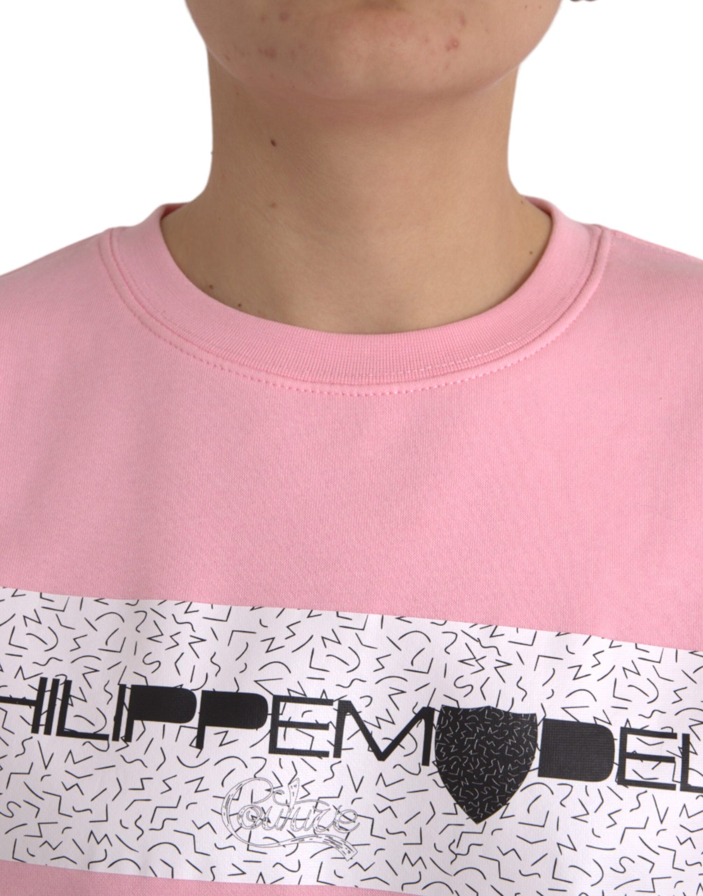 Philippe Model – Langärmliger Pullover aus Baumwolle mit Logo-Print in Rosa