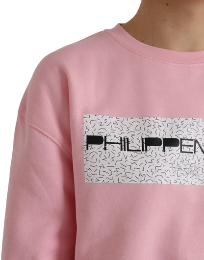 Philippe Model – Langärmliger Pullover aus Baumwolle mit Logo-Print in Rosa