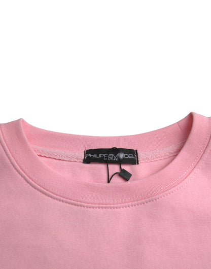 Philippe Model – Langärmliger Pullover aus Baumwolle mit Logo-Print in Rosa