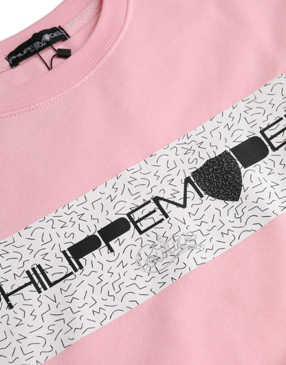 Philippe Model – Langärmliger Pullover aus Baumwolle mit Logo-Print in Rosa