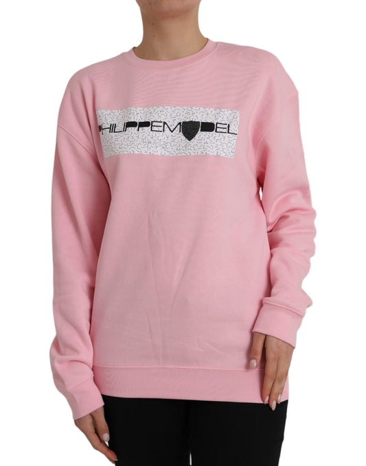 Philippe Model – Langärmliger Pullover aus Baumwolle mit Logo in Rosa