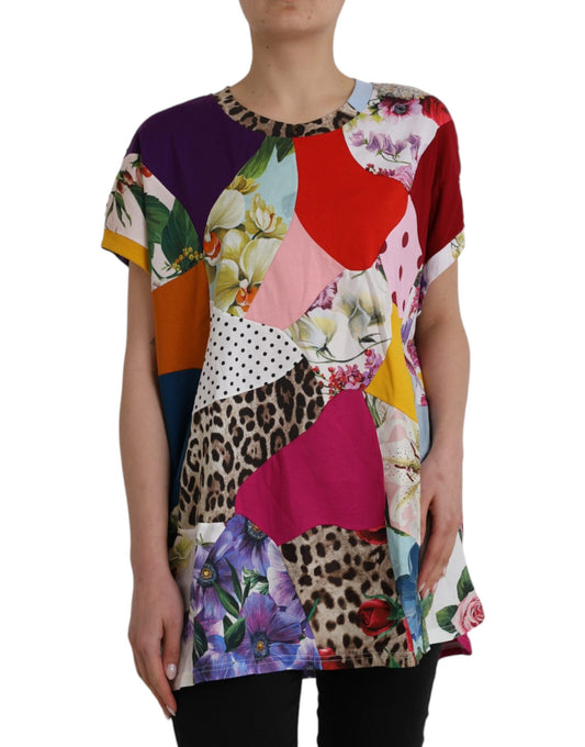 Dolce & Gabbana Multicolor Patchwork Cotton Silk Blouse Top