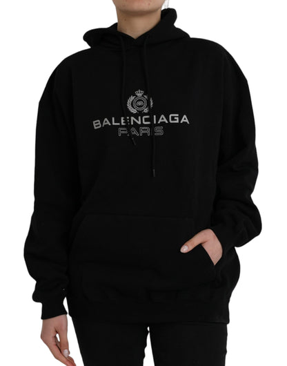 Balenciaga – Kapuzenpullover mit Logo aus schwarzer Baumwolle