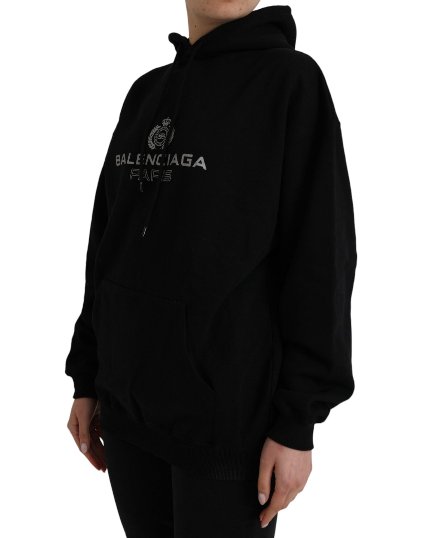 Balenciaga – Kapuzenpullover mit Logo aus schwarzer Baumwolle