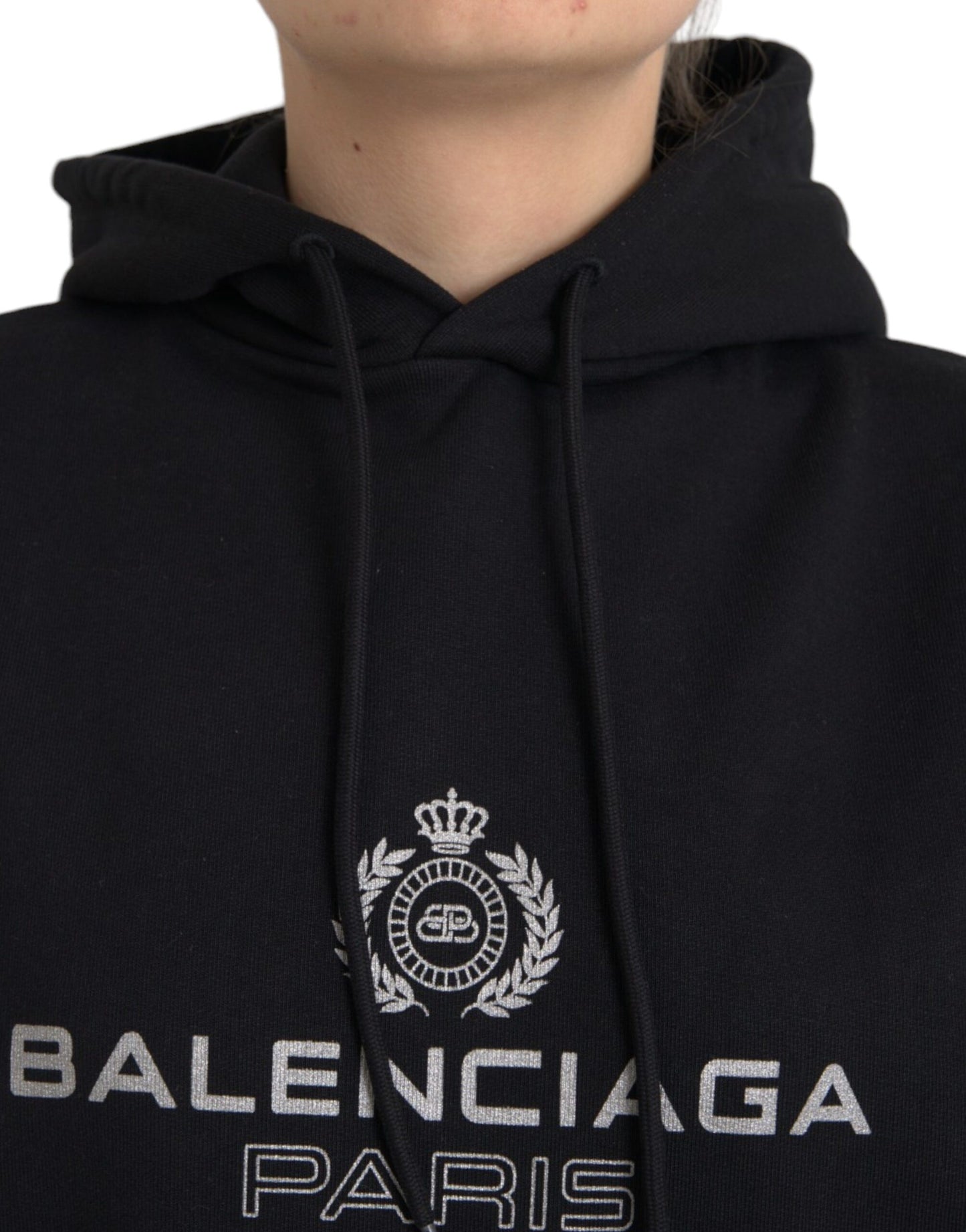 Balenciaga – Kapuzenpullover mit Logo aus schwarzer Baumwolle