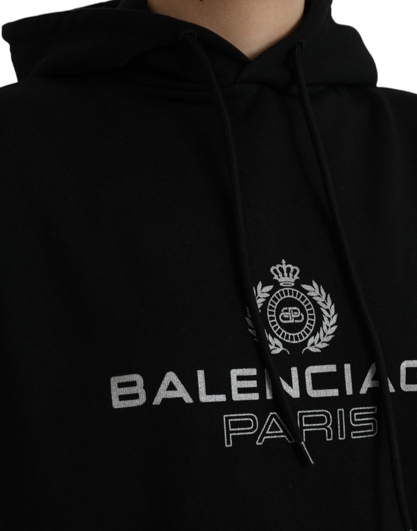 Balenciaga – Kapuzenpullover mit Logo aus schwarzer Baumwolle