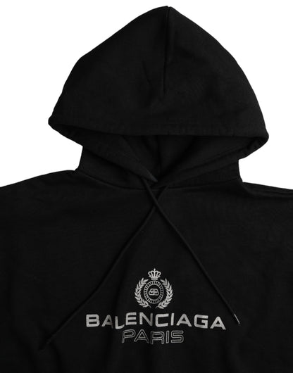 Balenciaga – Kapuzenpullover mit Logo aus schwarzer Baumwolle