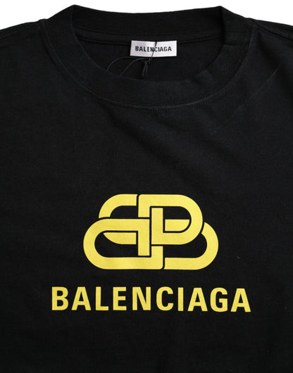 Balenciaga – Schwarzes T-Shirt aus Baumwolle mit Rundhalsausschnitt und kurzen Ärmeln und Logo-Print