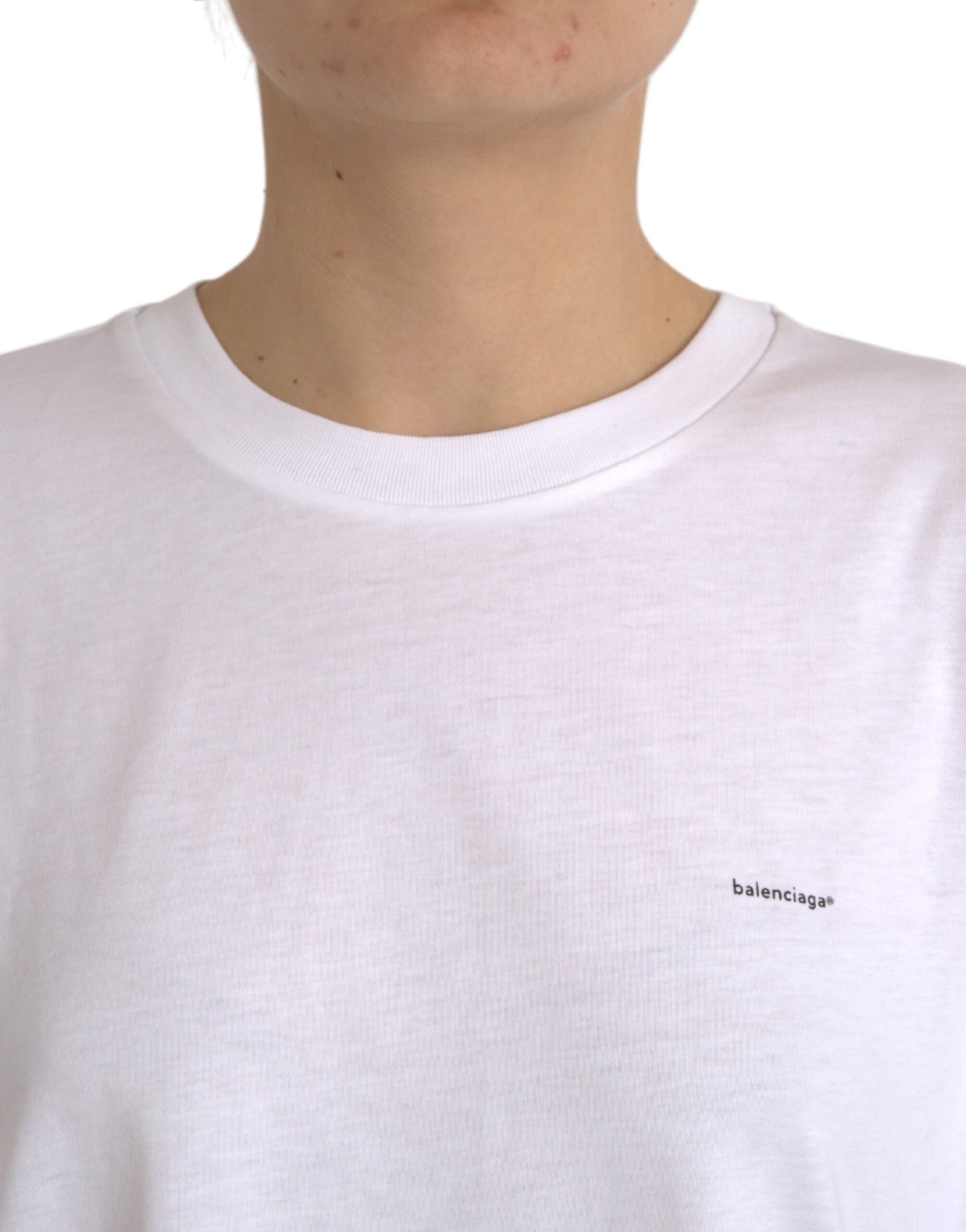 Balenciaga – Weißes T-Shirt aus Baumwolle mit Rundhalsausschnitt und kurzen Ärmeln