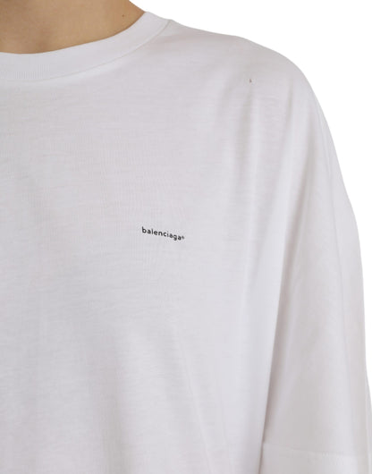 Balenciaga – Weißes T-Shirt aus Baumwolle mit Rundhalsausschnitt und kurzen Ärmeln