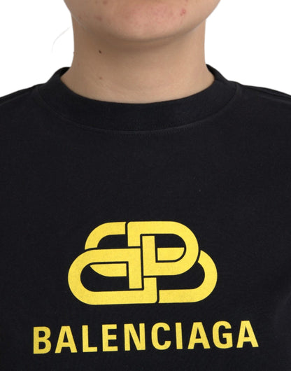 Balenciaga – Schwarzes T-Shirt aus Baumwolle mit Rundhalsausschnitt und kurzen Ärmeln und Logo