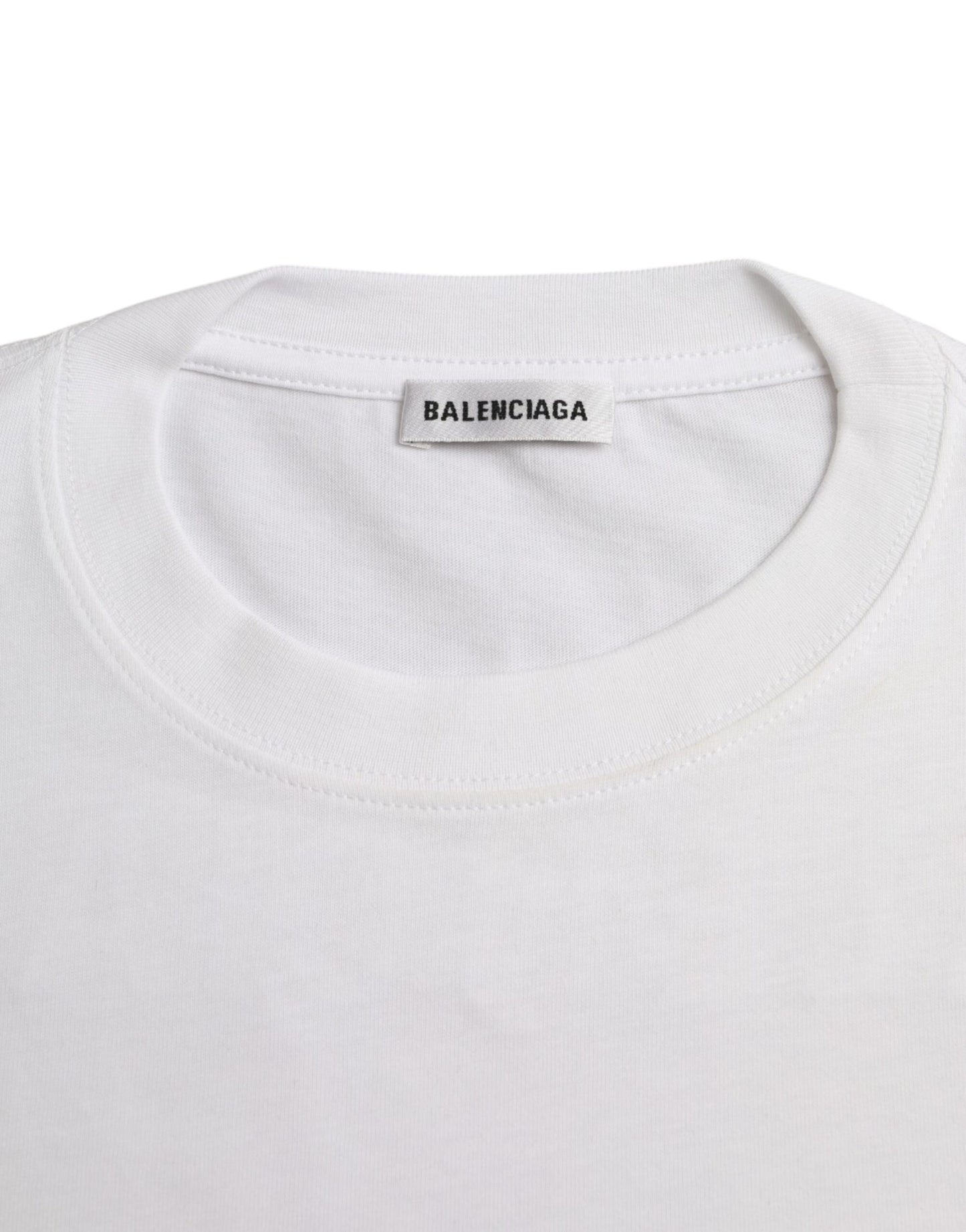 Balenciaga – Weißes T-Shirt aus Baumwolle mit Rundhalsausschnitt und kurzen Ärmeln