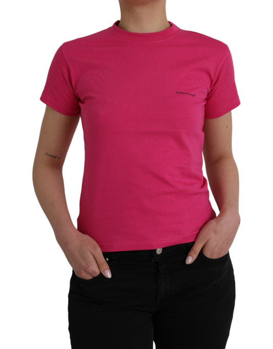 Balenciaga – T-Shirt aus Baumwolle mit Rundhalsausschnitt und kurzen Ärmeln, Rosa