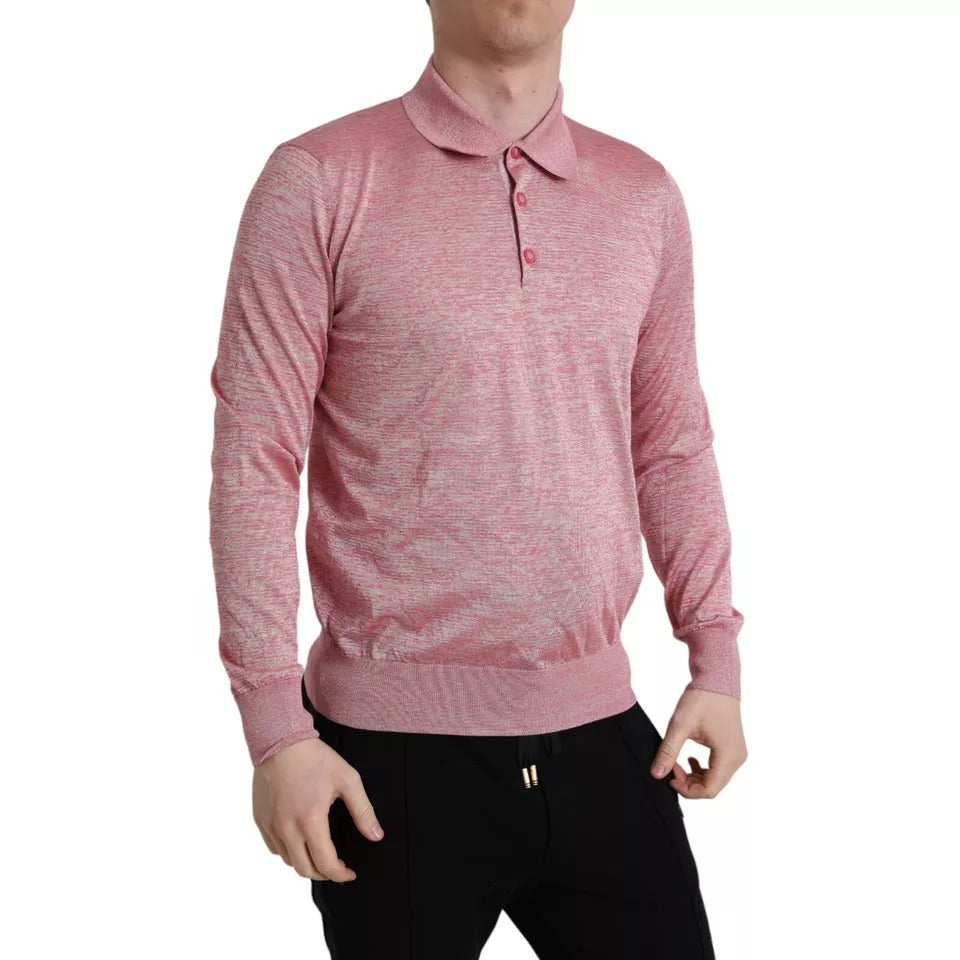 Dolce &amp; Gabbana Rosa Polyester Pullover mit Kragen für Herren