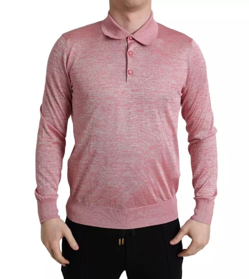 Dolce &amp; Gabbana Rosa Polyester Pullover mit Kragen für Herren